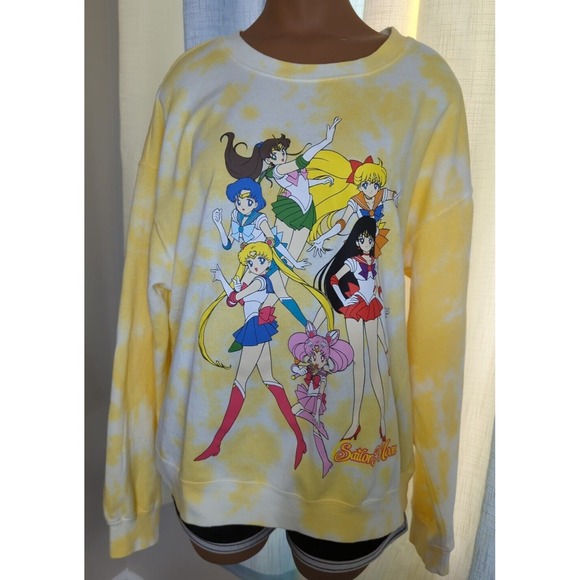 Women's Sweatshirt Sailor Moon Yellow Tie Dye L/XL Large/Extra large NEW - Picture 2 of 6